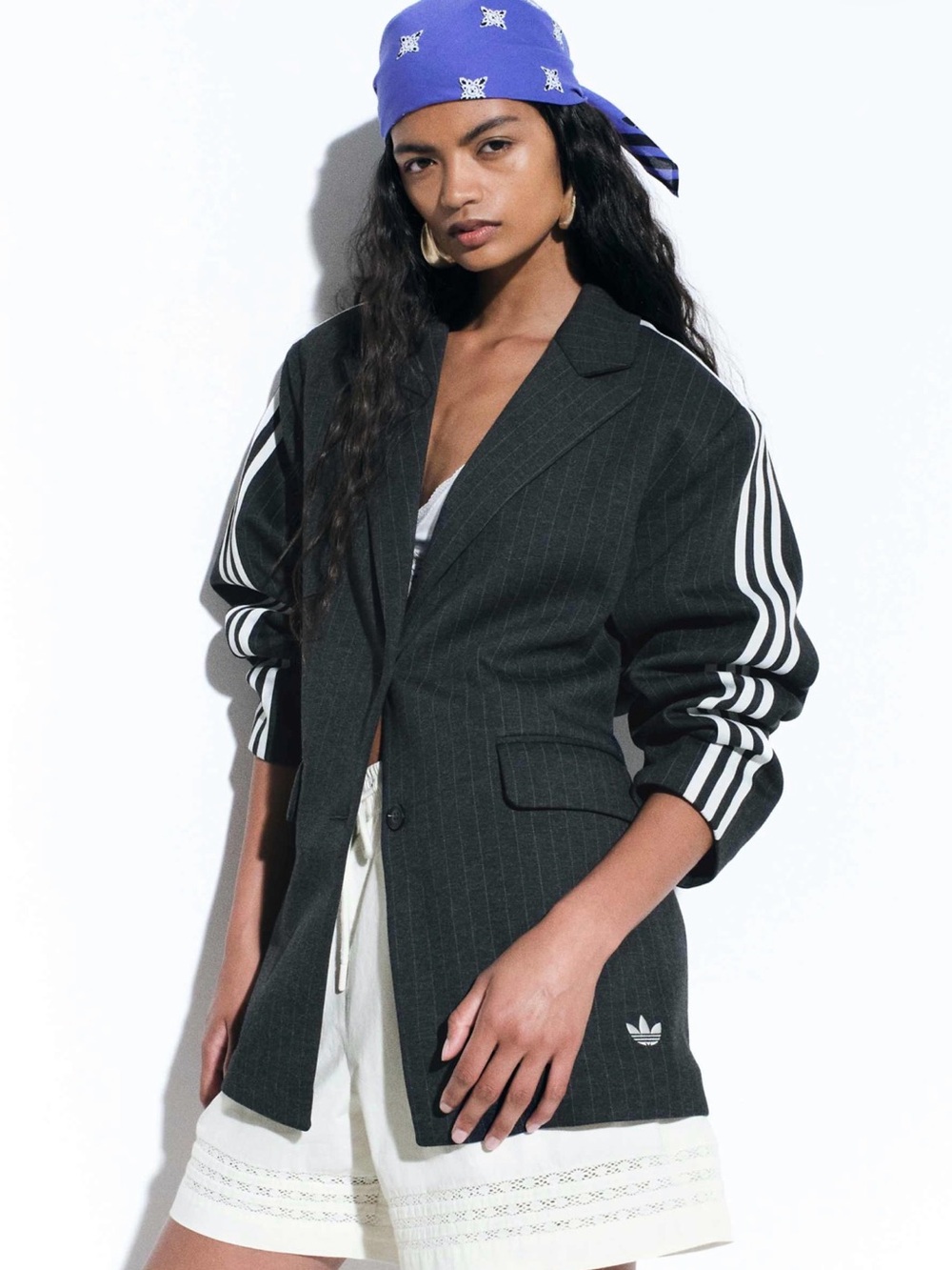 adidas Originals × ASOS size S jersey blazer with cinched waist in charcoal - Picture 2 of 4